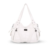 NICOLE & DORIS Woman Shoulder Bag Casual Crossbody Bag Shopper Soft PU Leather Handbag for Ladies Fashion Hobo Bag Large Capacity Tote Bag White